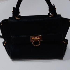 Salvatore Ferragamo Black Satchel with Gold Hardware